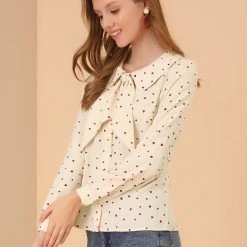 Allegra K Women's Peter Pan Collar Blouse Jabot Bow Tie Button Front Shirt 13 Allegra K Women's Peter Pan Collar Blouse Jabot Bow Tie Button Front Shirt