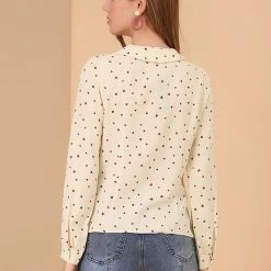 Allegra K Women's Peter Pan Collar Blouse Jabot Bow Tie Button Front Shirt 14 Allegra K Women's Peter Pan Collar Blouse Jabot Bow Tie Button Front Shirt