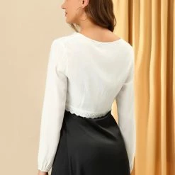 Allegra K Women's Bolero Shrugs Lace Trim Business Office Open Front Crop Cardigan