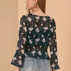 Allegra K Women's Floral Semi Sheer Elegant Tie Front Bolero Chiffon Shrug Top 14 Allegra K Women's Floral Semi Sheer Elegant Tie Front Bolero Chiffon Shrug Top