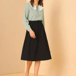 Allegra K Women's Contrast Pleated Collar Long Sleeve Chiffon Floral Blouse Top 12 Allegra K Women's Contrast Pleated Collar Long Sleeve Chiffon Floral Blouse Top