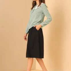 Allegra K Women's Contrast Pleated Collar Long Sleeve Chiffon Floral Blouse Top 13 Allegra K Women's Contrast Pleated Collar Long Sleeve Chiffon Floral Blouse Top