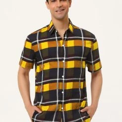 Allegra K Men's Plaid Shirt Short Sleeve Casual Regular Fit Button Down Point Collar Dress Shirts 95 Allegra K Men's Plaid Shirt Short Sleeve Casual Regular Fit Button Down Point Collar Dress Shirts