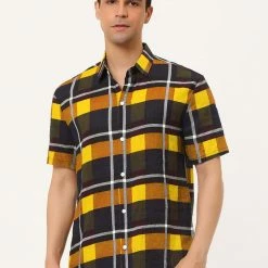 Allegra K Men's Plaid Shirt Short Sleeve Casual Regular Fit Button Down Point Collar Dress Shirts 96 Allegra K Men's Plaid Shirt Short Sleeve Casual Regular Fit Button Down Point Collar Dress Shirts