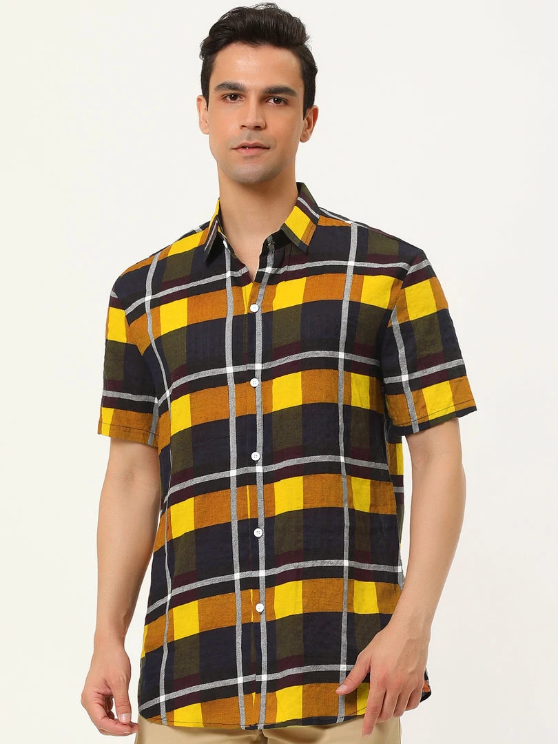 Allegra K Men's Plaid Shirt Short Sleeve Casual Regular Fit Button Down Point Collar Dress Shirts 48 Allegra K Men's Plaid Shirt Short Sleeve Casual Regular Fit Button Down Point Collar Dress Shirts