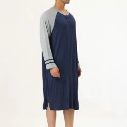 Allegra K Men's Nightshirts Contrast Color Henley Sleep Shirt Lounge Sleepwear Nightgown Pajamas 50 Allegra K Men's Nightshirts Contrast Color Henley Sleep Shirt Lounge Sleepwear Nightgown Pajamas