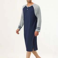 Allegra K Men's Nightshirts Contrast Color Henley Sleep Shirt Lounge Sleepwear Nightgown Pajamas 51 Allegra K Men's Nightshirts Contrast Color Henley Sleep Shirt Lounge Sleepwear Nightgown Pajamas