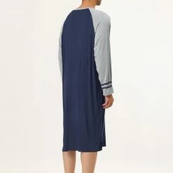 Allegra K Men's Nightshirts Contrast Color Henley Sleep Shirt Lounge Sleepwear Nightgown Pajamas 52 Allegra K Men's Nightshirts Contrast Color Henley Sleep Shirt Lounge Sleepwear Nightgown Pajamas