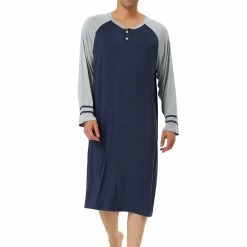 Allegra K Men's Nightshirts Contrast Color Henley Sleep Shirt Lounge Sleepwear Nightgown Pajamas 49 Allegra K Men's Nightshirts Contrast Color Henley Sleep Shirt Lounge Sleepwear Nightgown Pajamas