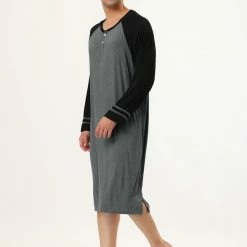 Allegra K Men's Nightshirts Contrast Color Henley Sleep Shirt Lounge Sleepwear Nightgown Pajamas 41 Allegra K Men's Nightshirts Contrast Color Henley Sleep Shirt Lounge Sleepwear Nightgown Pajamas