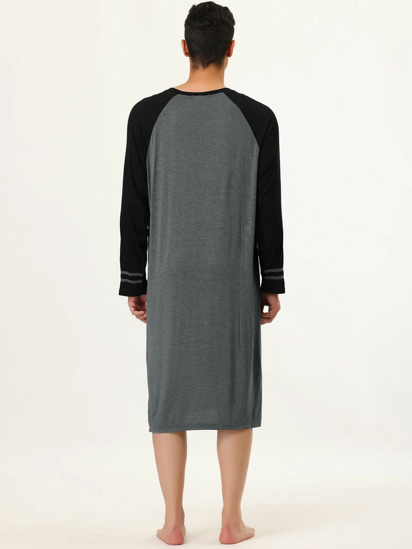 Allegra K Men's Nightshirts Contrast Color Henley Sleep Shirt Lounge Sleepwear Nightgown Pajamas 7 Allegra K Men's Nightshirts Contrast Color Henley Sleep Shirt Lounge Sleepwear Nightgown Pajamas