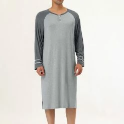 Allegra K Men's Nightshirts Contrast Color Henley Sleep Shirt Lounge Sleepwear Nightgown Pajamas 60 Allegra K Men's Nightshirts Contrast Color Henley Sleep Shirt Lounge Sleepwear Nightgown Pajamas