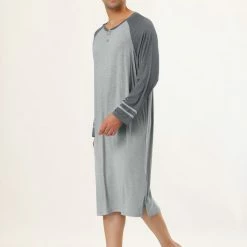 Allegra K Men's Nightshirts Contrast Color Henley Sleep Shirt Lounge Sleepwear Nightgown Pajamas 61 Allegra K Men's Nightshirts Contrast Color Henley Sleep Shirt Lounge Sleepwear Nightgown Pajamas