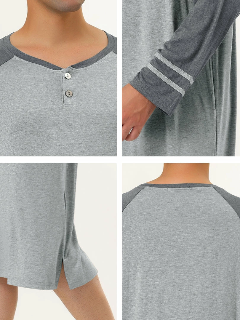 Allegra K Men's Nightshirts Contrast Color Henley Sleep Shirt Lounge Sleepwear Nightgown Pajamas 28 Allegra K Men's Nightshirts Contrast Color Henley Sleep Shirt Lounge Sleepwear Nightgown Pajamas