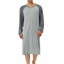 Allegra K Men's Nightshirts Contrast Color Henley Sleep Shirt Lounge Sleepwear Nightgown Pajamas 59 Allegra K Men's Nightshirts Contrast Color Henley Sleep Shirt Lounge Sleepwear Nightgown Pajamas