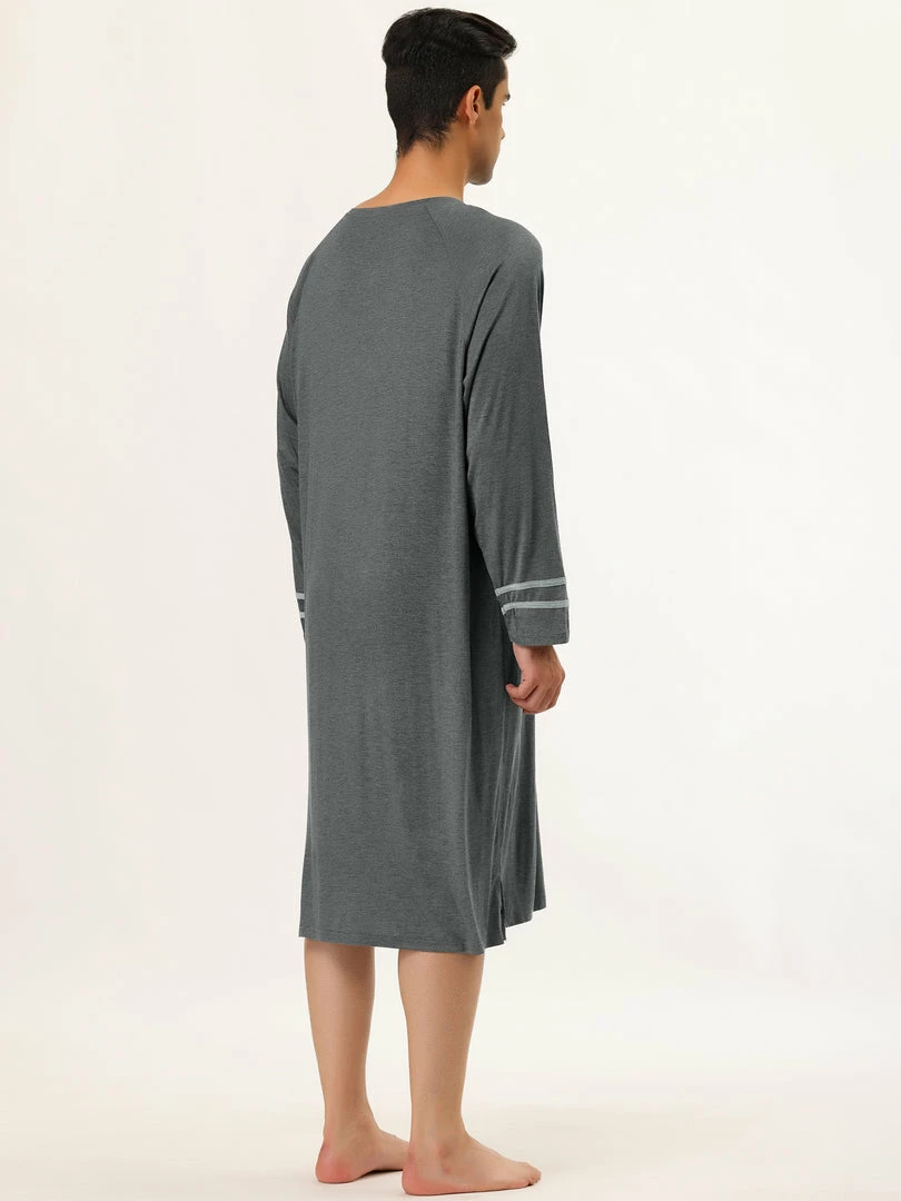 Allegra K Men's Nightshirts Contrast Color Henley Sleep Shirt Lounge Sleepwear Nightgown Pajamas 12 Allegra K Men's Nightshirts Contrast Color Henley Sleep Shirt Lounge Sleepwear Nightgown Pajamas