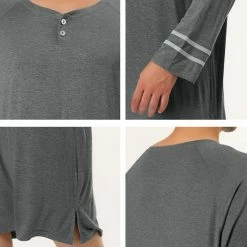 Allegra K Men's Nightshirts Contrast Color Henley Sleep Shirt Lounge Sleepwear Nightgown Pajamas 48 Allegra K Men's Nightshirts Contrast Color Henley Sleep Shirt Lounge Sleepwear Nightgown Pajamas