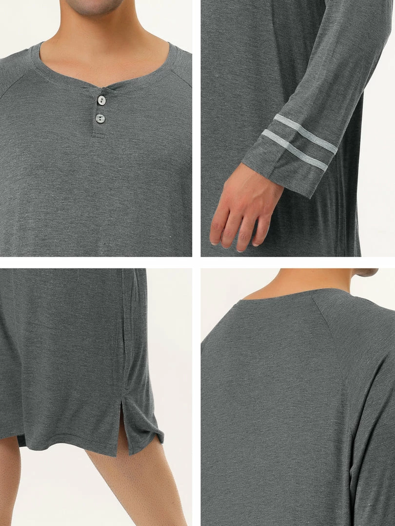 Allegra K Men's Nightshirts Contrast Color Henley Sleep Shirt Lounge Sleepwear Nightgown Pajamas 13 Allegra K Men's Nightshirts Contrast Color Henley Sleep Shirt Lounge Sleepwear Nightgown Pajamas