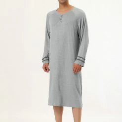 Allegra K Men's Nightshirts Contrast Color Henley Sleep Shirt Lounge Sleepwear Nightgown Pajamas 70 Allegra K Men's Nightshirts Contrast Color Henley Sleep Shirt Lounge Sleepwear Nightgown Pajamas