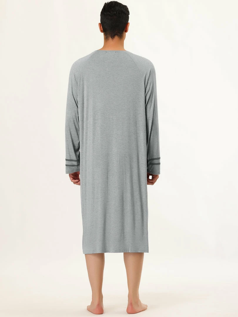 Allegra K Men's Nightshirts Contrast Color Henley Sleep Shirt Lounge Sleepwear Nightgown Pajamas 37 Allegra K Men's Nightshirts Contrast Color Henley Sleep Shirt Lounge Sleepwear Nightgown Pajamas