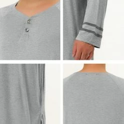 Allegra K Men's Nightshirts Contrast Color Henley Sleep Shirt Lounge Sleepwear Nightgown Pajamas 73 Allegra K Men's Nightshirts Contrast Color Henley Sleep Shirt Lounge Sleepwear Nightgown Pajamas