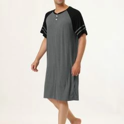 Allegra K Men's Nightshirts Contrast Color Henley Sleep Shirt Lounge Sleepwear Nightgown Pajamas 66 Allegra K Men's Nightshirts Contrast Color Henley Sleep Shirt Lounge Sleepwear Nightgown Pajamas