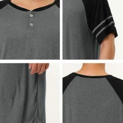Allegra K Men's Nightshirts Contrast Color Henley Sleep Shirt Lounge Sleepwear Nightgown Pajamas 68 Allegra K Men's Nightshirts Contrast Color Henley Sleep Shirt Lounge Sleepwear Nightgown Pajamas