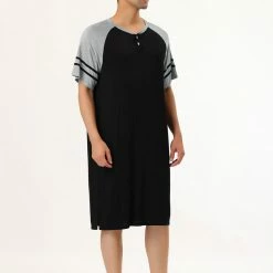 Allegra K Men's Nightshirts Contrast Color Henley Sleep Shirt Lounge Sleepwear Nightgown Pajamas 55 Allegra K Men's Nightshirts Contrast Color Henley Sleep Shirt Lounge Sleepwear Nightgown Pajamas