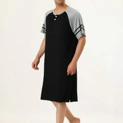 Allegra K Men's Nightshirts Contrast Color Henley Sleep Shirt Lounge Sleepwear Nightgown Pajamas 56 Allegra K Men's Nightshirts Contrast Color Henley Sleep Shirt Lounge Sleepwear Nightgown Pajamas