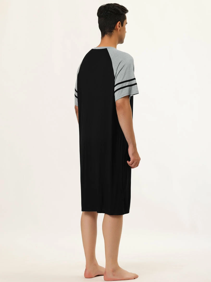 Allegra K Men's Nightshirts Contrast Color Henley Sleep Shirt Lounge Sleepwear Nightgown Pajamas 22 Allegra K Men's Nightshirts Contrast Color Henley Sleep Shirt Lounge Sleepwear Nightgown Pajamas