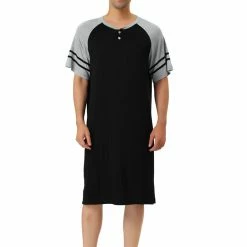 Allegra K Men's Nightshirts Contrast Color Henley Sleep Shirt Lounge Sleepwear Nightgown Pajamas 54 Allegra K Men's Nightshirts Contrast Color Henley Sleep Shirt Lounge Sleepwear Nightgown Pajamas