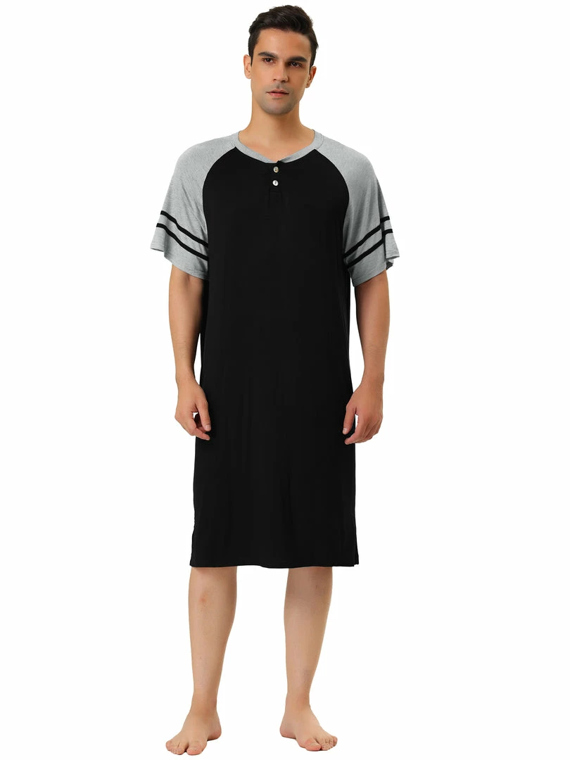 Allegra K Men's Nightshirts Contrast Color Henley Sleep Shirt Lounge Sleepwear Nightgown Pajamas 19 Allegra K Men's Nightshirts Contrast Color Henley Sleep Shirt Lounge Sleepwear Nightgown Pajamas