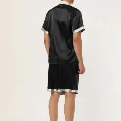 Allegra K Men's Satin Pajamas Set Short Sleeve Contrast Color Button Down Nightwear Sleep Sets Pjs 17 Allegra K Men's Satin Pajamas Set Short Sleeve Contrast Color Button Down Nightwear Sleep Sets Pjs