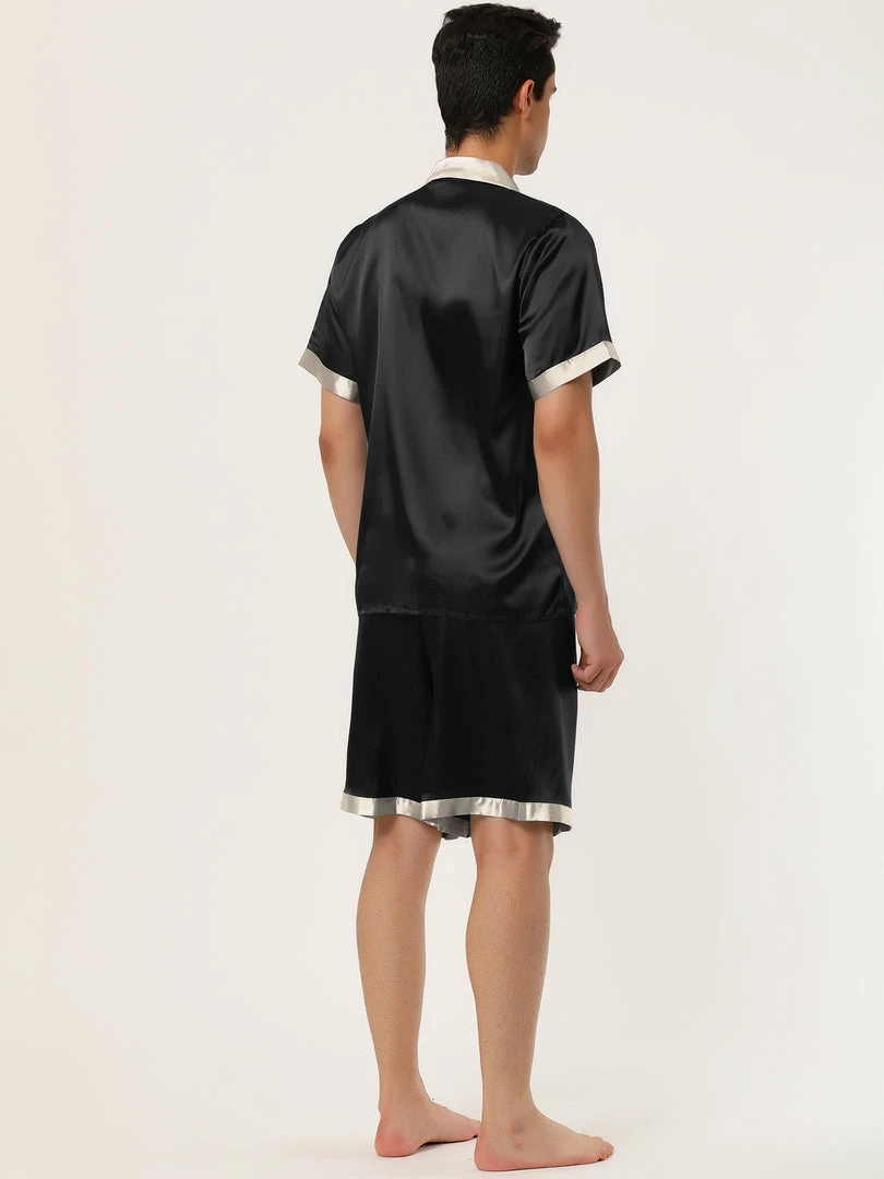 Allegra K Men's Satin Pajamas Set Short Sleeve Contrast Color Button Down Nightwear Sleep Sets Pjs 7 Allegra K Men's Satin Pajamas Set Short Sleeve Contrast Color Button Down Nightwear Sleep Sets Pjs