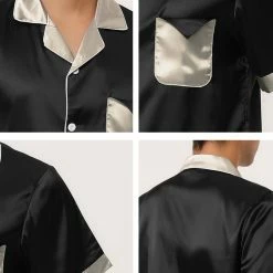 Allegra K Men's Satin Pajamas Set Short Sleeve Contrast Color Button Down Nightwear Sleep Sets Pjs 18 Allegra K Men's Satin Pajamas Set Short Sleeve Contrast Color Button Down Nightwear Sleep Sets Pjs