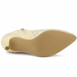 Allegra K Women's Lace Mesh Floral Embroidered Stiletto Heels Ankle Boots