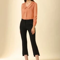 Allegra K Women's Satin Elegant Casual Long Sleeves Solid Peter Pan Collar Blouse 11 Allegra K Women's Satin Elegant Casual Long Sleeves Solid Peter Pan Collar Blouse