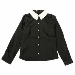Allegra K Women's Work Contrast Collar Basic Satin Button Up Shirt