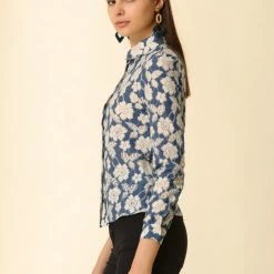 Allegra K Women's Lace Floral Semi Sheer Work Button Down Collar Shirt 13 Allegra K Women's Lace Floral Semi Sheer Work Button Down Collar Shirt