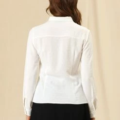 Allegra K Women's Long Sleeve Collar Swiss Dots Blouses 14 Allegra K Women's Long Sleeve Collar Swiss Dots Blouses