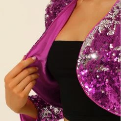 Allegra K Women's Sequin Jacket Long Sleeve Open Front Cropped Cardigan Bolero Shrug 27 Allegra K Women's Sequin Jacket Long Sleeve Open Front Cropped Cardigan Bolero Shrug