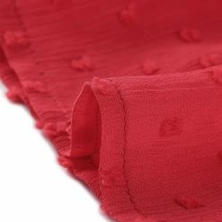 Allegra K Women’s Ruffle Hem Bow Tie V Neck Long Sleeve Swiss Dots Mini Dress