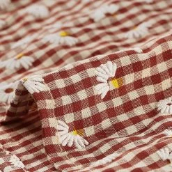 Allegra K Women's Daisy Plaid Print Top Puff Long Sleeve Ruffle Peter Pan Collar Blouse