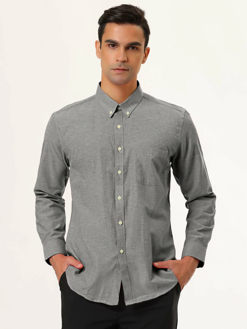 Allegra K Men's Dress Shirt Long Sleeve Classic Solid Color Slim Fit Button Down Shirt 18 Allegra K Men's Dress Shirt Long Sleeve Classic Solid Color Slim Fit Button Down Shirt