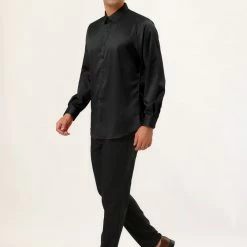 Allegra K Men's Dress Regular Fit Point Collar Long Sleeve Button Down Solid Shirts Tops