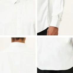 Allegra K Men's Dress Regular Fit Point Collar Long Sleeve Button Down Solid Shirts Tops