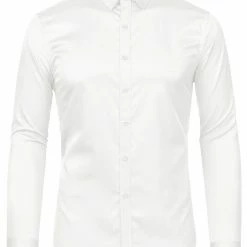 Allegra K Men's Dress Regular Fit Point Collar Long Sleeve Button Down Solid Shirts Tops