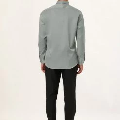 Allegra K Men's Dress Regular Fit Point Collar Long Sleeve Button Down Solid Shirts Tops