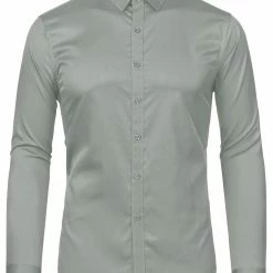 Allegra K Men's Dress Regular Fit Point Collar Long Sleeve Button Down Solid Shirts Tops