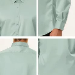 Allegra K Men's Dress Regular Fit Point Collar Long Sleeve Button Down Solid Shirts Tops